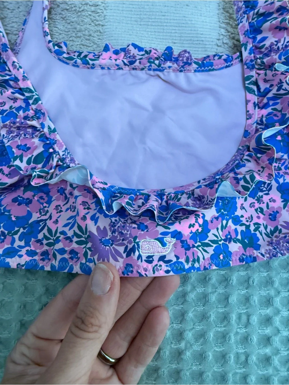 Vineyard Vines Girls' Ruffle Square Neck Bikini size M (12-14)